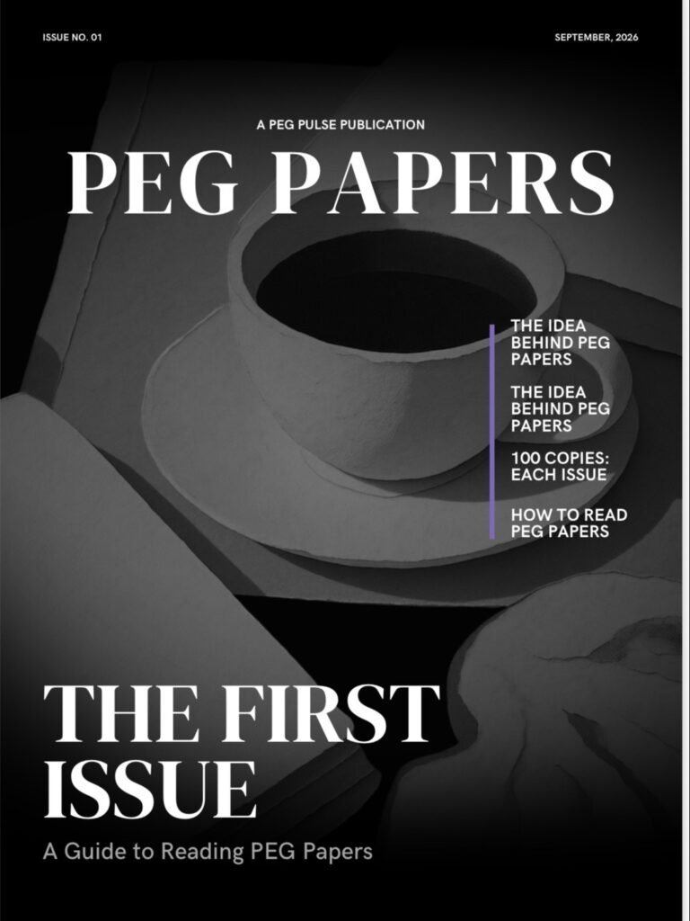 Cover of PEG Papers issue 01, The FIRST ISSUE